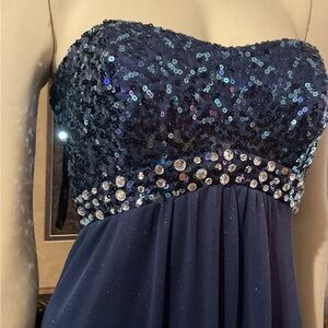 Speechless Navy Sequin Long Sleeve Dress